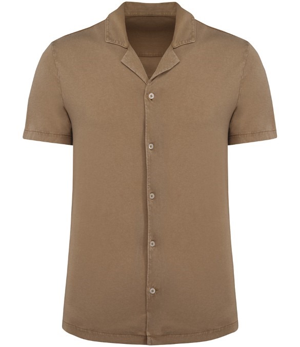 Spasso Jersey Short Sleeve Bowling Collar Shirt