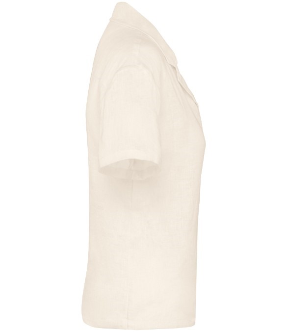 Spasso Ladies Short Sleeve Linen Bowling Collar Shirt